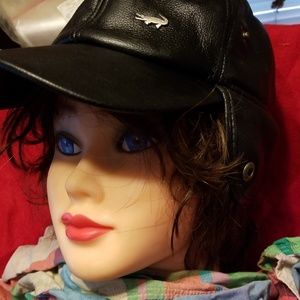 H3# Winter leather hat with earflaps